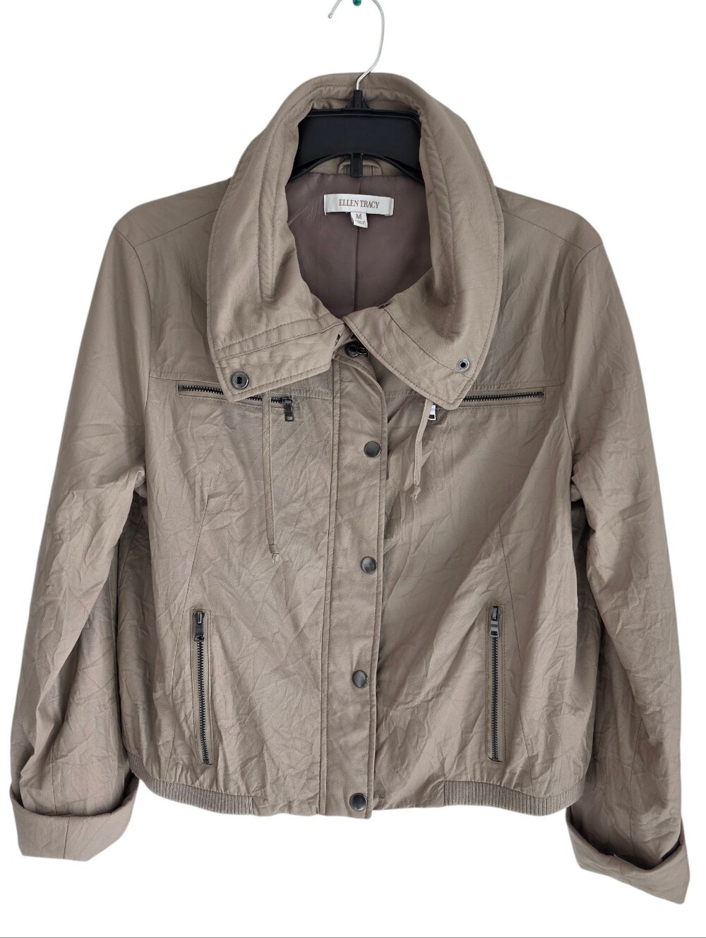 Ellen Tracy Womens  Bomber Jacket Lined Tan Size Medium
